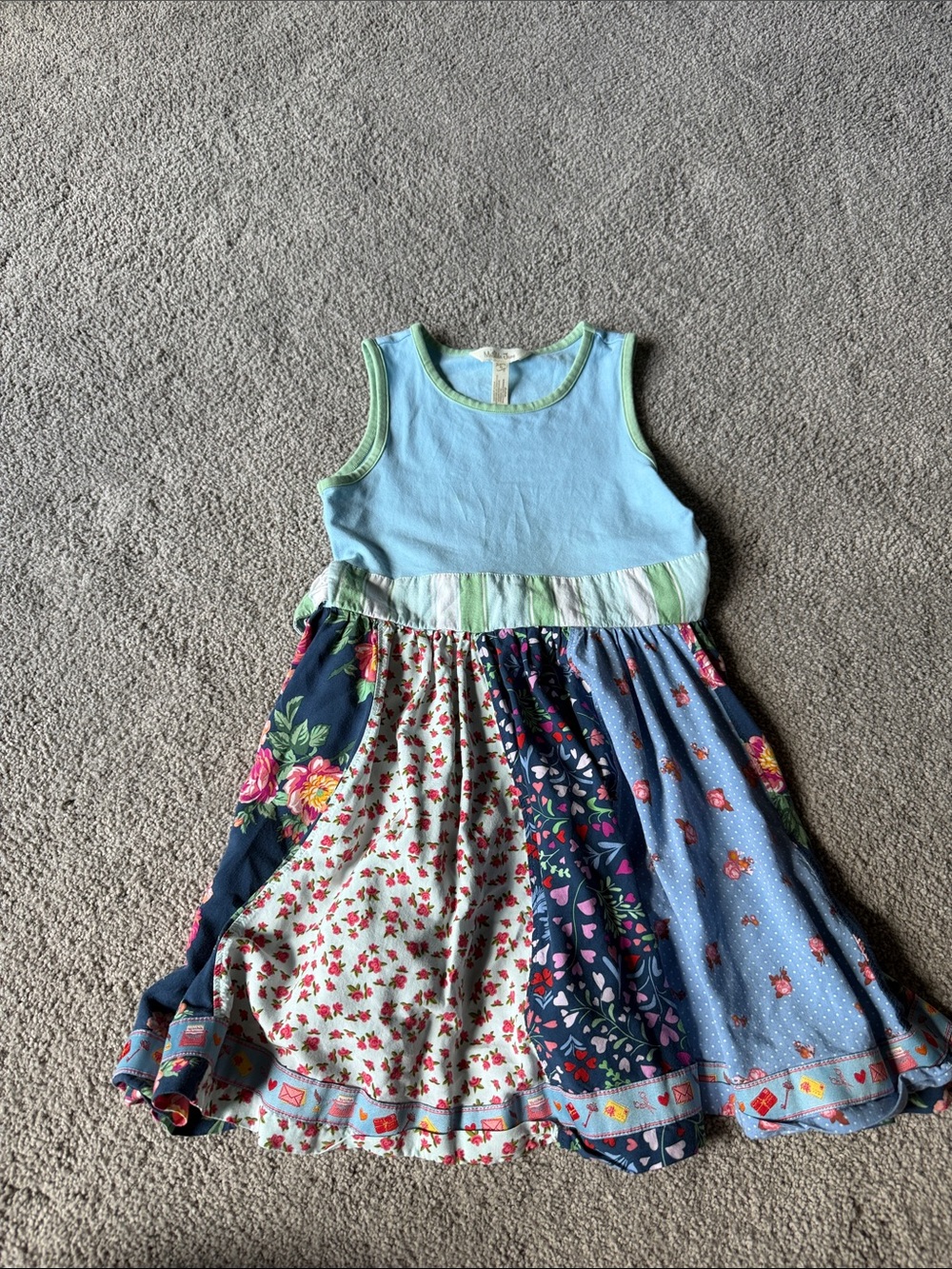 Matilda Jane Blue Patchwork Floral Tank Dress for Girls